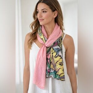 Floral Pink and Yellow Scarf